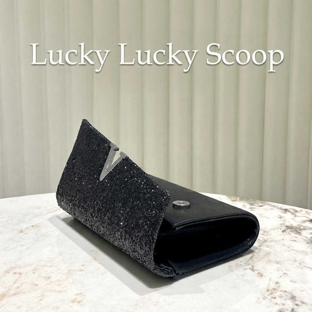 Elegant Glitter Evening Clutch Bag – Sparkling Black Party Envelope Purse with Chic Silver Letter Ornament