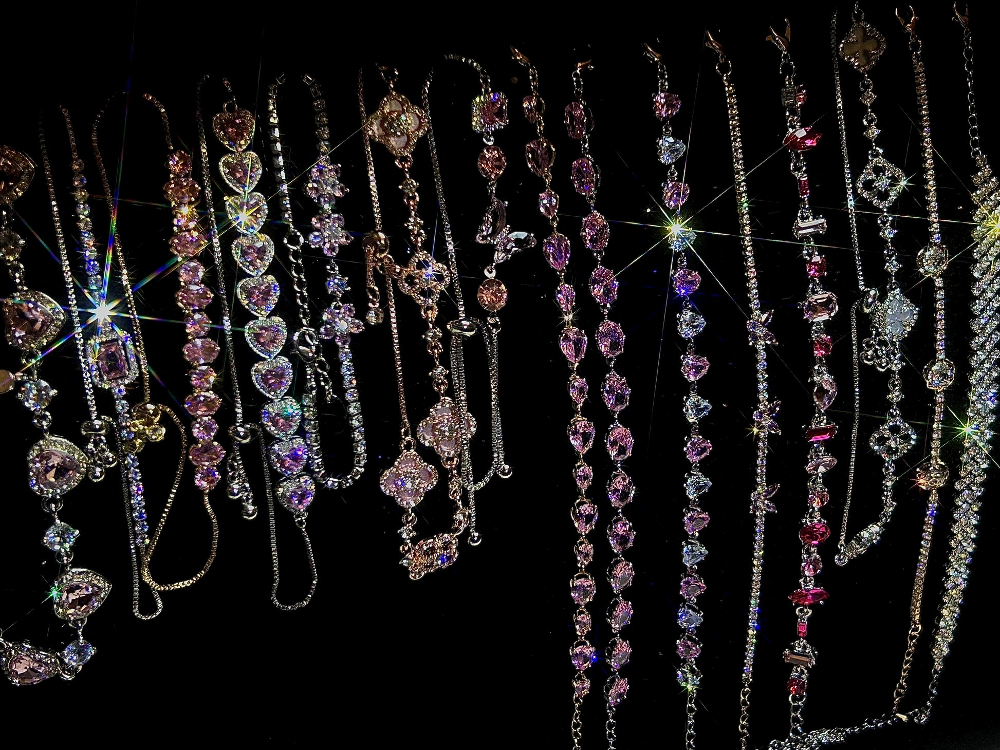 Close-up of adjustable cubic zirconia bracelets 4